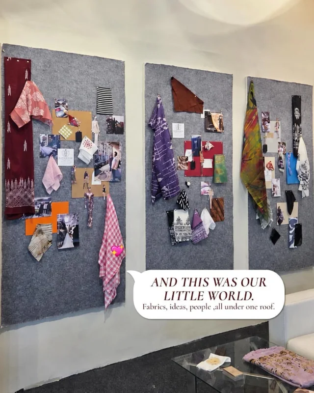 Fabric mood boards on display at the Queenz Fabrica stall