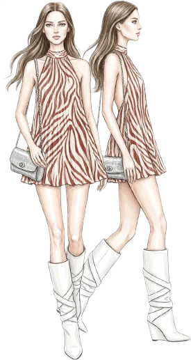 Styling sketch: Zebra print halter swing dress